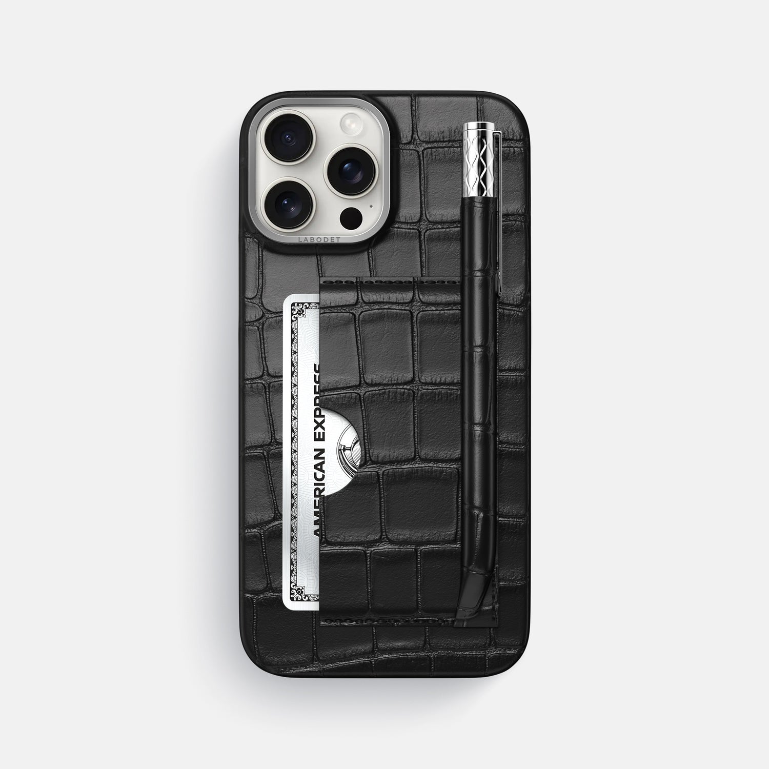Card and Pen Holder Case For iPhone 16 Pro Max In Alligator Card and Pen Holder Case For iPhone 16 Pro Max In Alligator