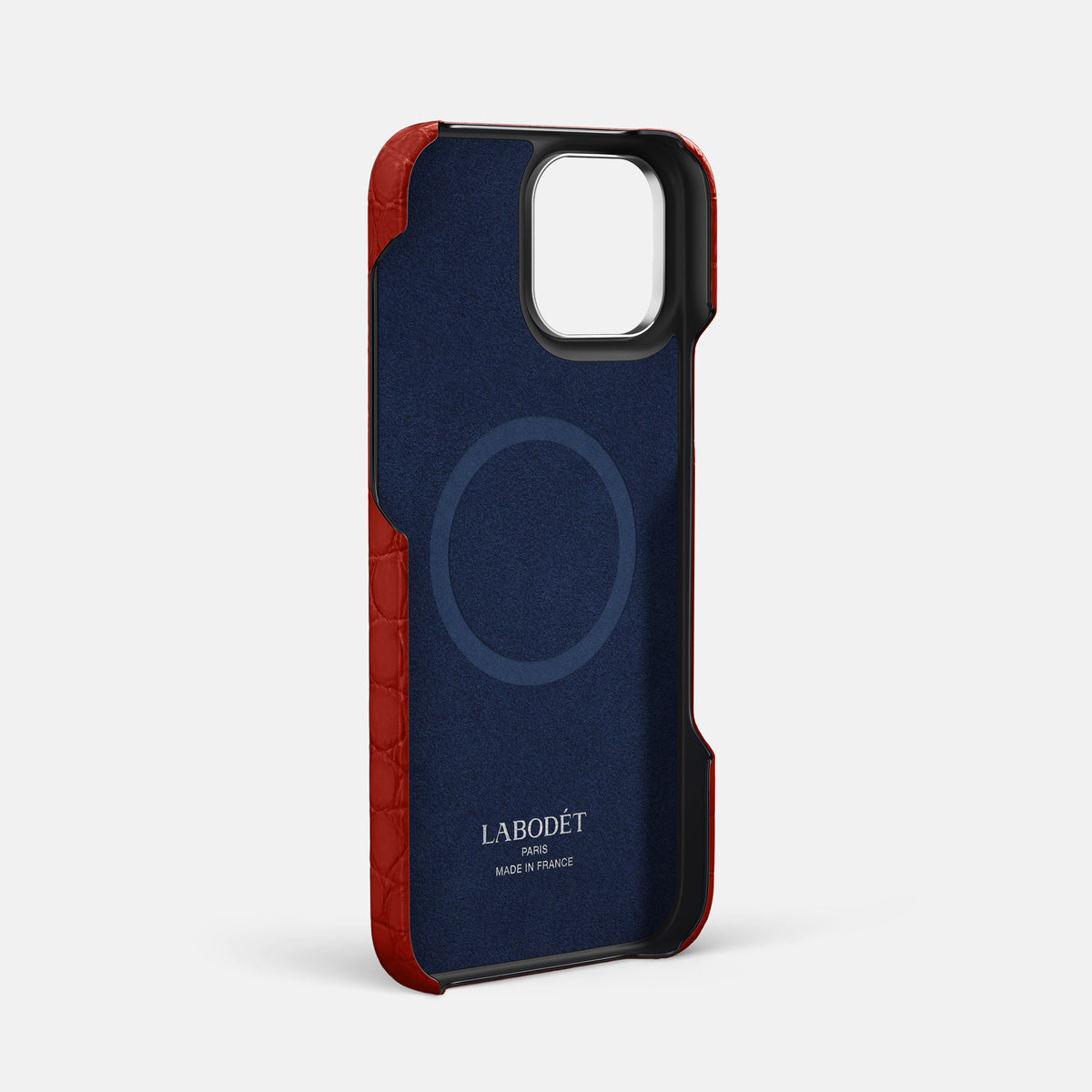 Red iPhone 16 Pro Max Card and Pen Holder Case Alligator with Steel Metal -3 | Red-Steel