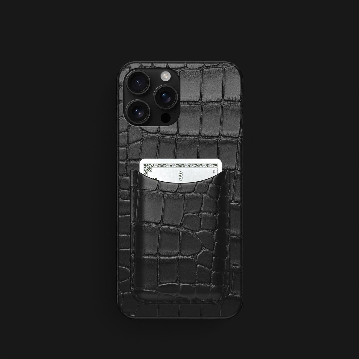 Slim Card Case Edition-Black For iPhone 16 Pro In Alligator -1 | Edition-Black