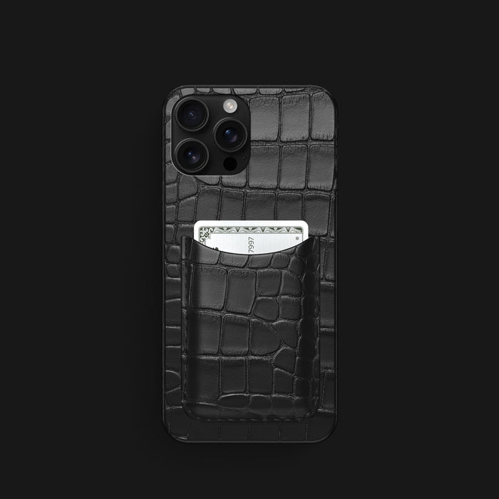 Slim Card Case Edition-Black For iPhone 16 Pro In Alligator -1 | Edition-Black