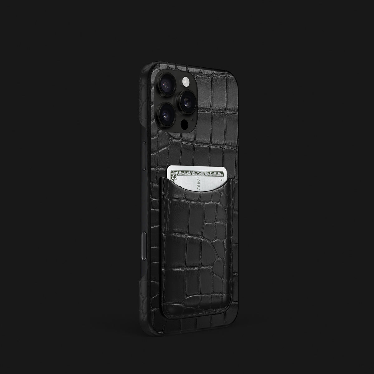 Slim Card Case Edition-Black For iPhone 16 Pro In Alligator -2 | Edition-Black