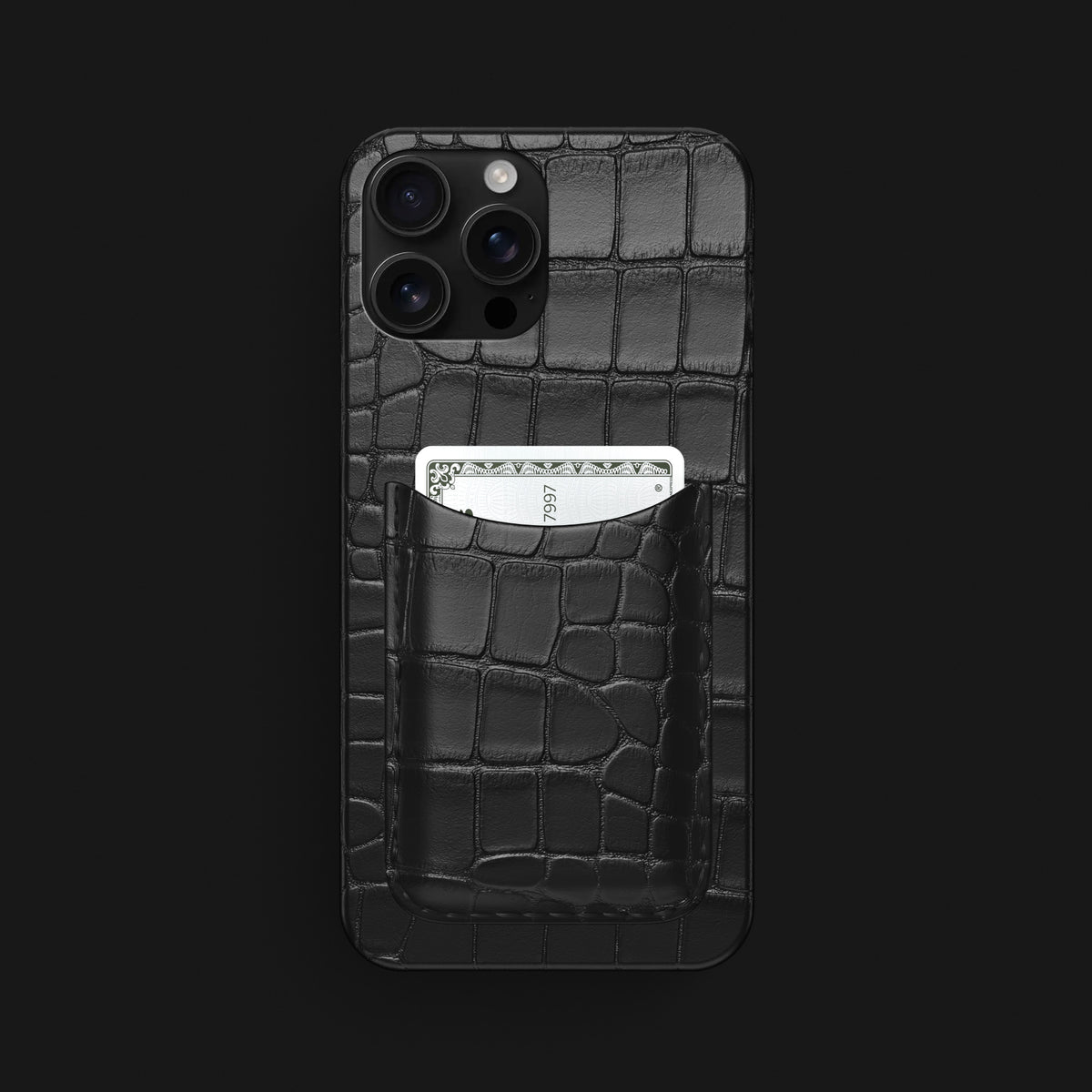 Slim Card Case Edition-Black For iPhone 16 Pro Max In Alligator -1 | Edition-Black