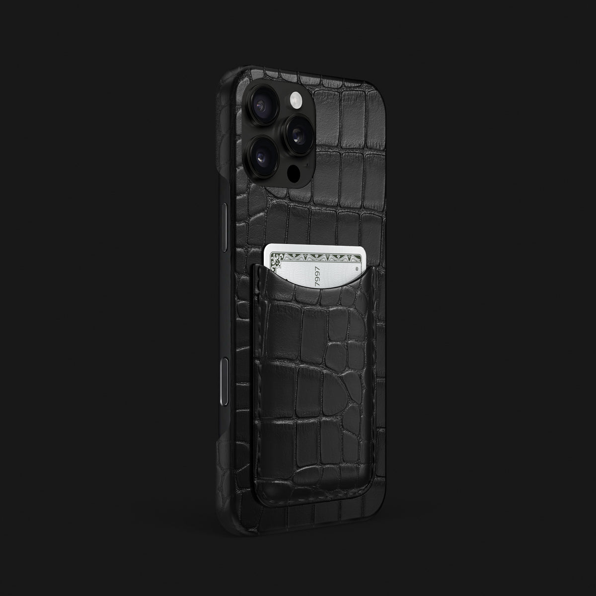 Slim Card Case Edition-Black For iPhone 16 Pro Max In Alligator -2 | Edition-Black