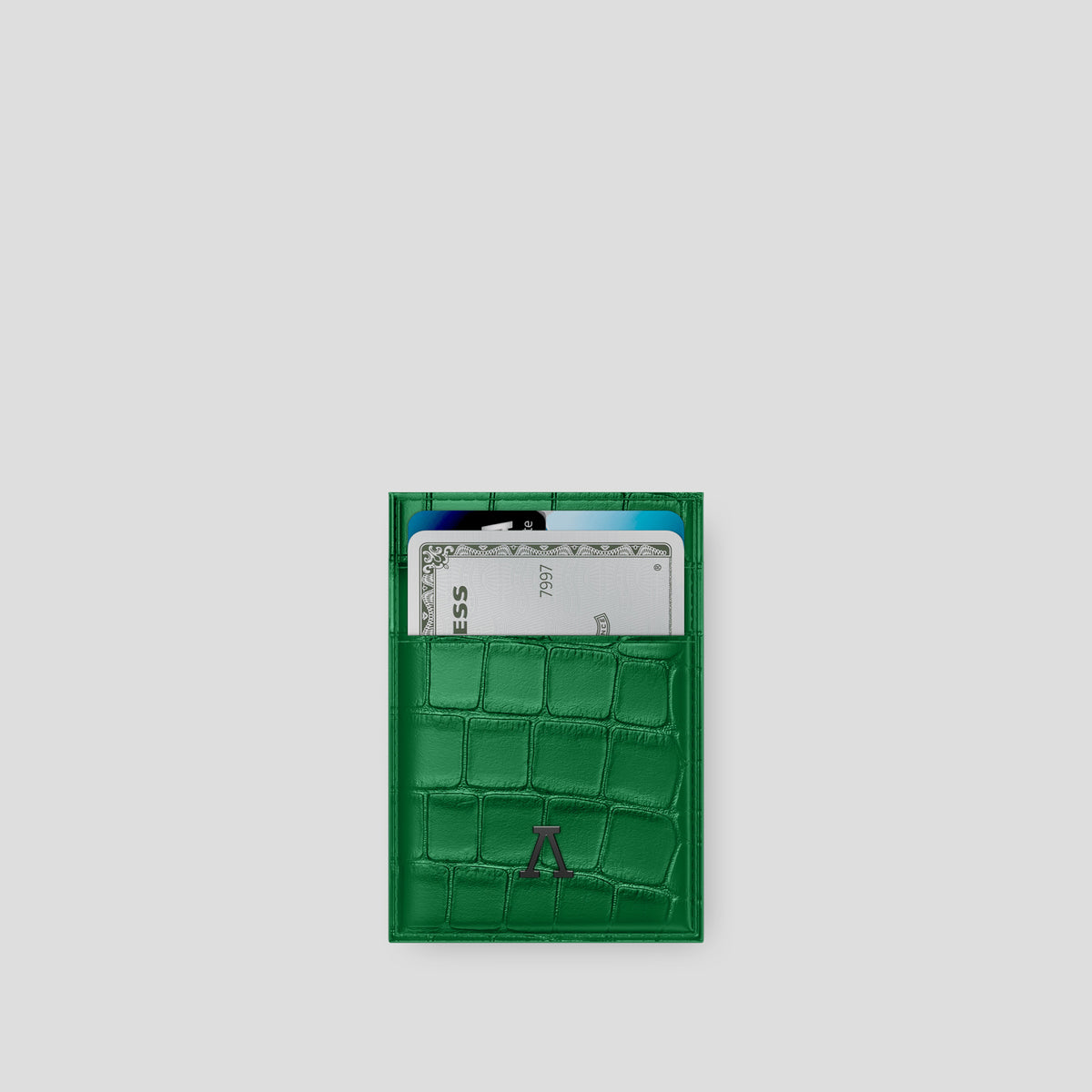 Green Cardholder Alligator with Black Metal -1 | Green-Black
