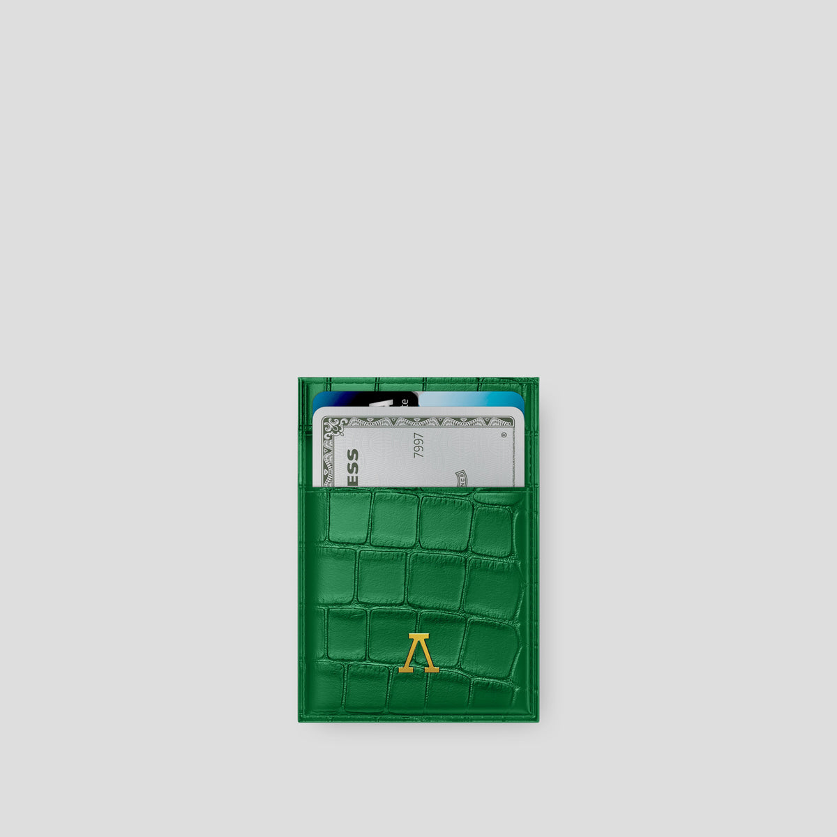 Green Cardholder Alligator with Gold Metal -1 | Green-Gold