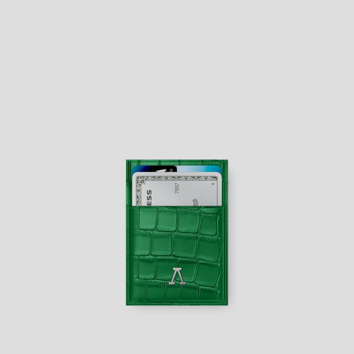 Green Cardholder Alligator with Steel Metal -1 | Green-Steel