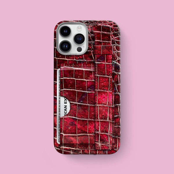 Cardholder Strap Case 1/1 Ruby For iPhone 15 Pro Max In Alligator