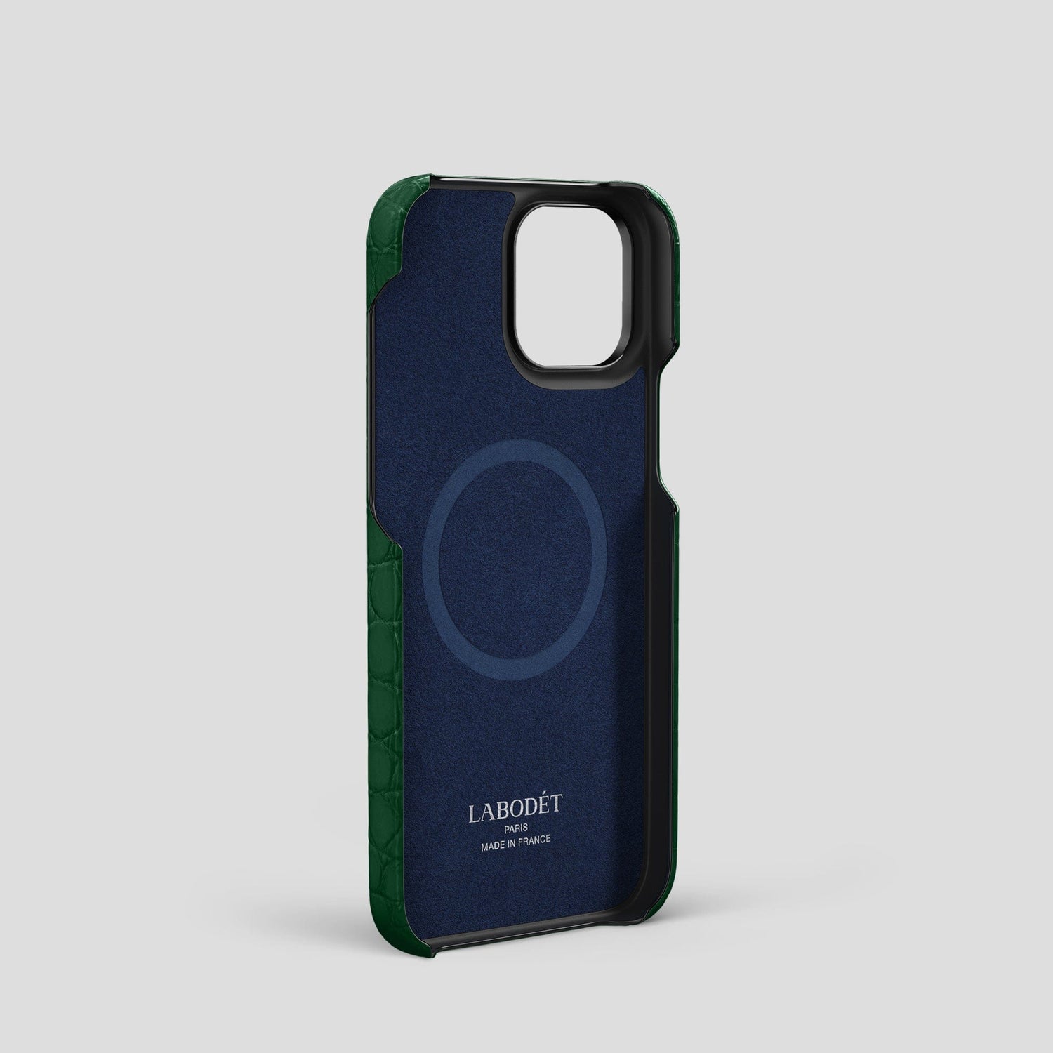 Forest-Green iPhone 14 Pro Cardholder Strap Case Alligator with Black Metal -4 | Forest-Green-Black