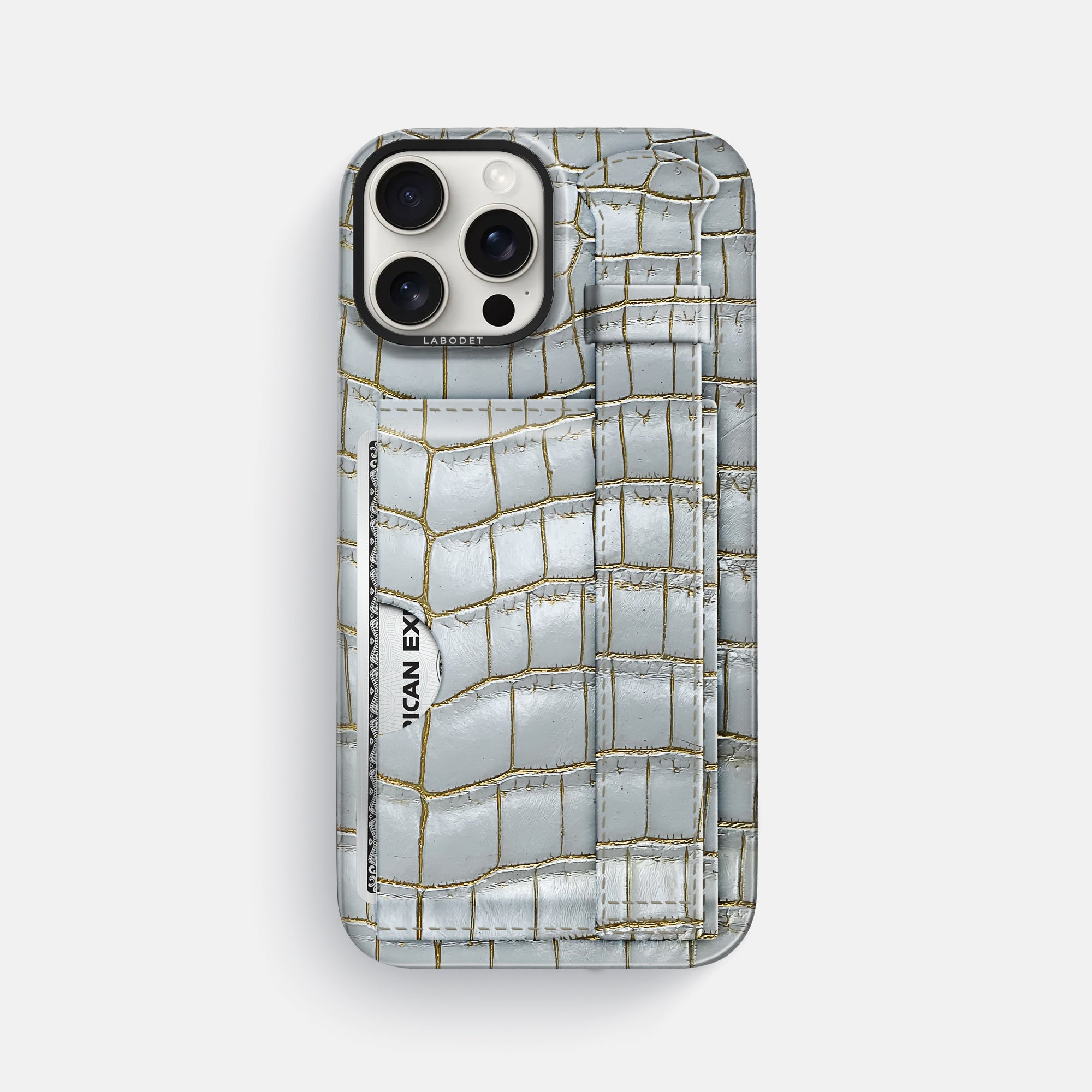 Cardholder Strap Case For iPhone 16 Pro Max In Himalayan Crocodile