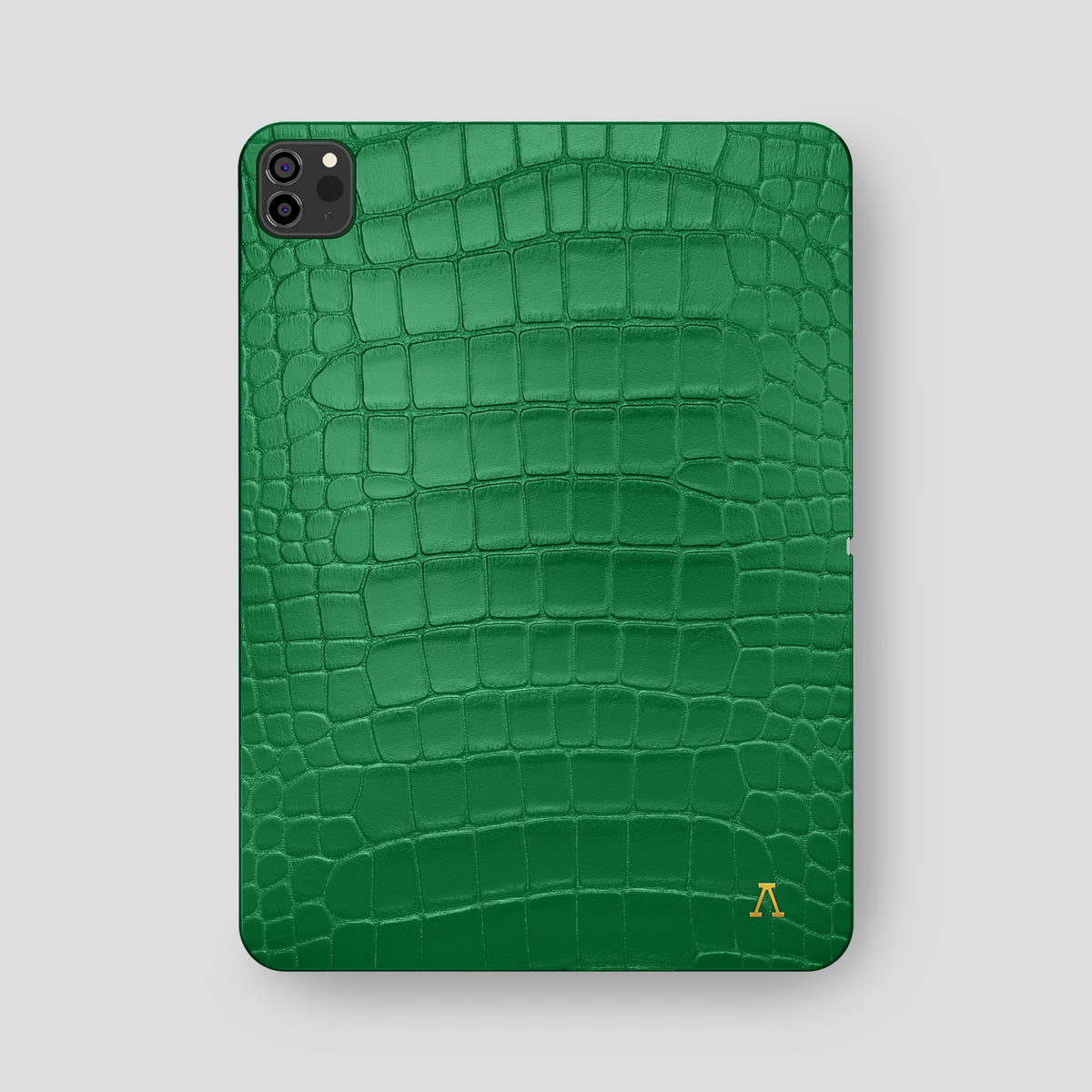 Forest-Green iPad Pro 12.9 Case In Alligator with Gold Metal -2 | Forest-Green-Gold