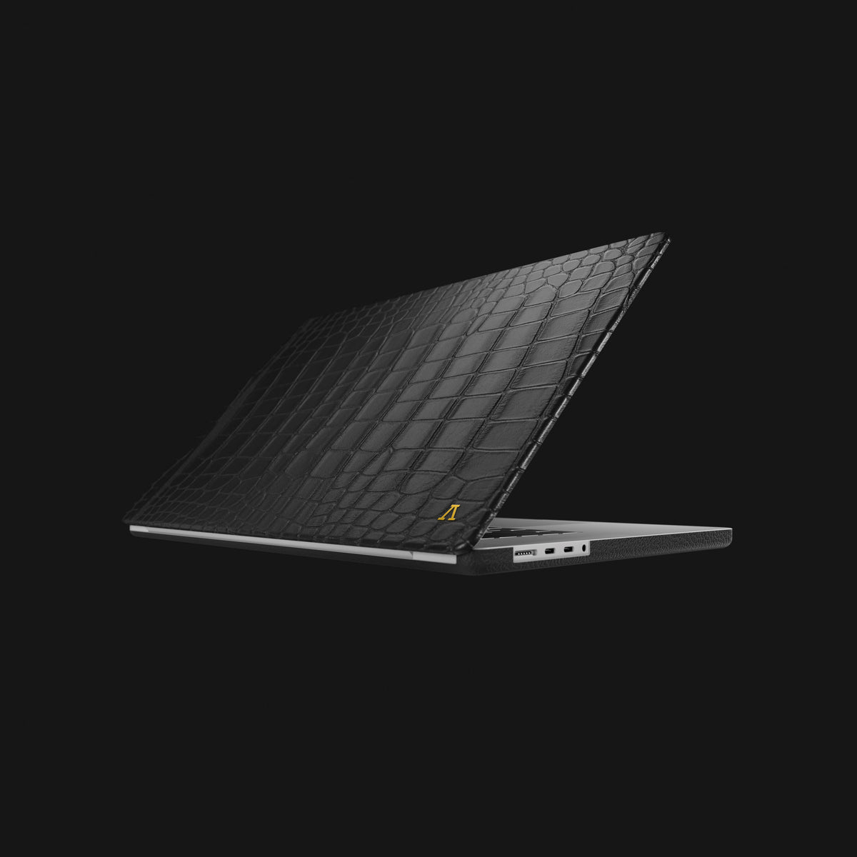 Edition-Black Case For MacBook Air 13-inch (2022 / 2024) Alligator with Gold Metal -1 | Edition-Black-Gold