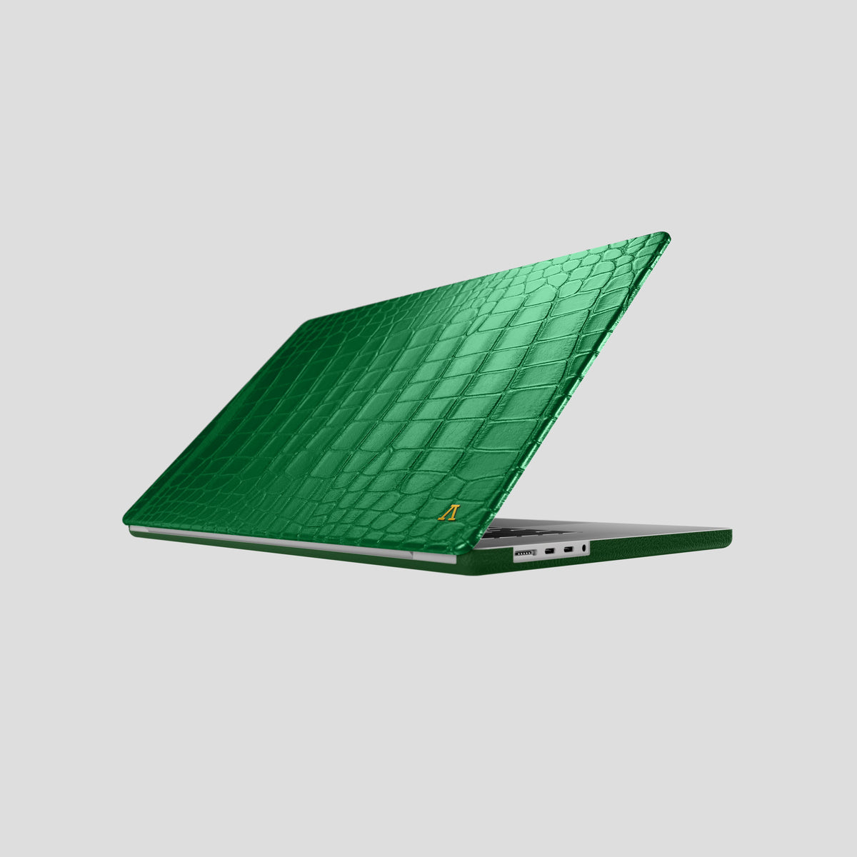 Forest-Green MacBook Air 13-inch (2022 / 2024) Case In Alligator with Gold Metal -1 | Forest-Green-Gold