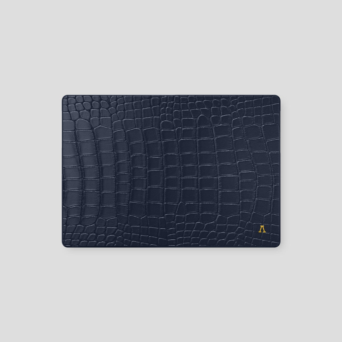 Navy Blue Case For MacBook Air 13-inch (2022 / 2024) Alligator with Gold Metal -2 | Navy-Blue-Gold