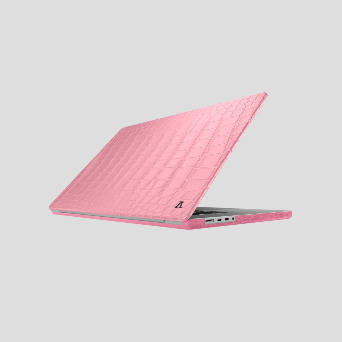 Pink Case For MacBook Air 13-inch (2022 / 2024) Alligator with Black Metal -1 | Pink-Black