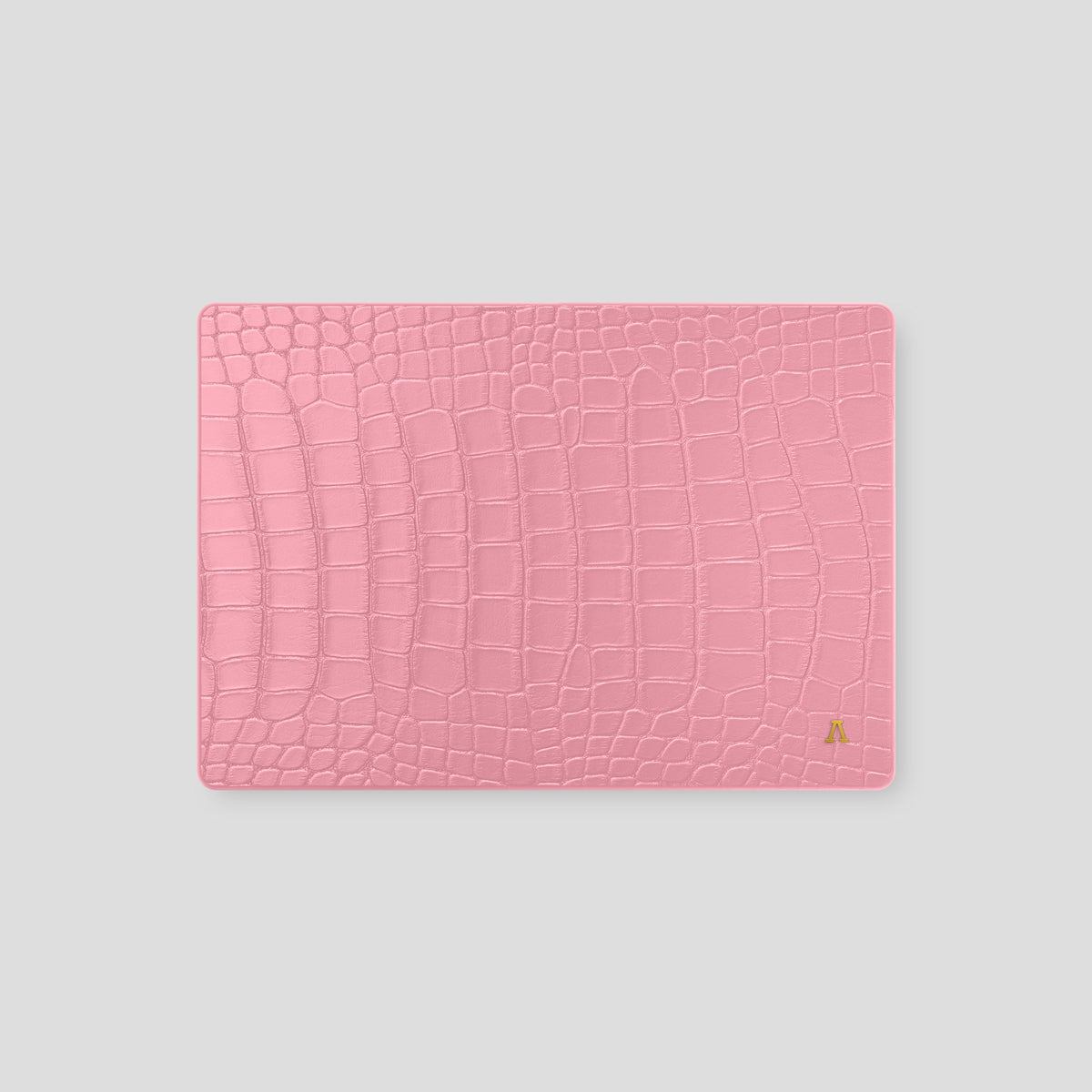 Pink Case For MacBook Air 13-inch (2022 / 2024) Alligator with Gold Metal -2 | Pink-Gold