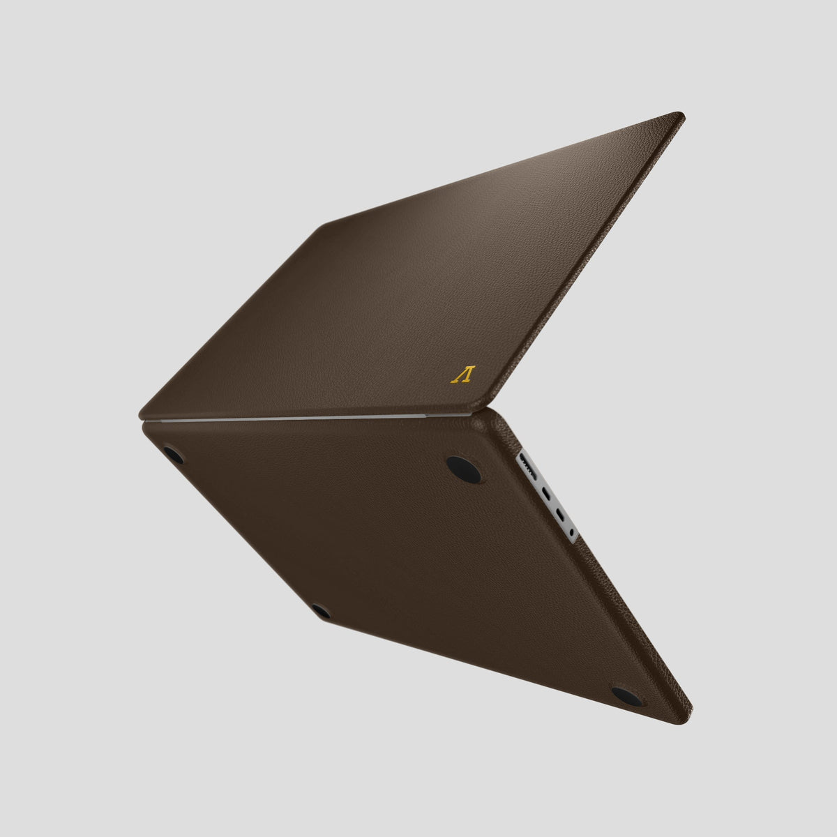 Dark-Brown Case For MacBook Air 13-inch (2022 / 2024) Calf with Gold Metal -4 | Dark-Brown-Gold