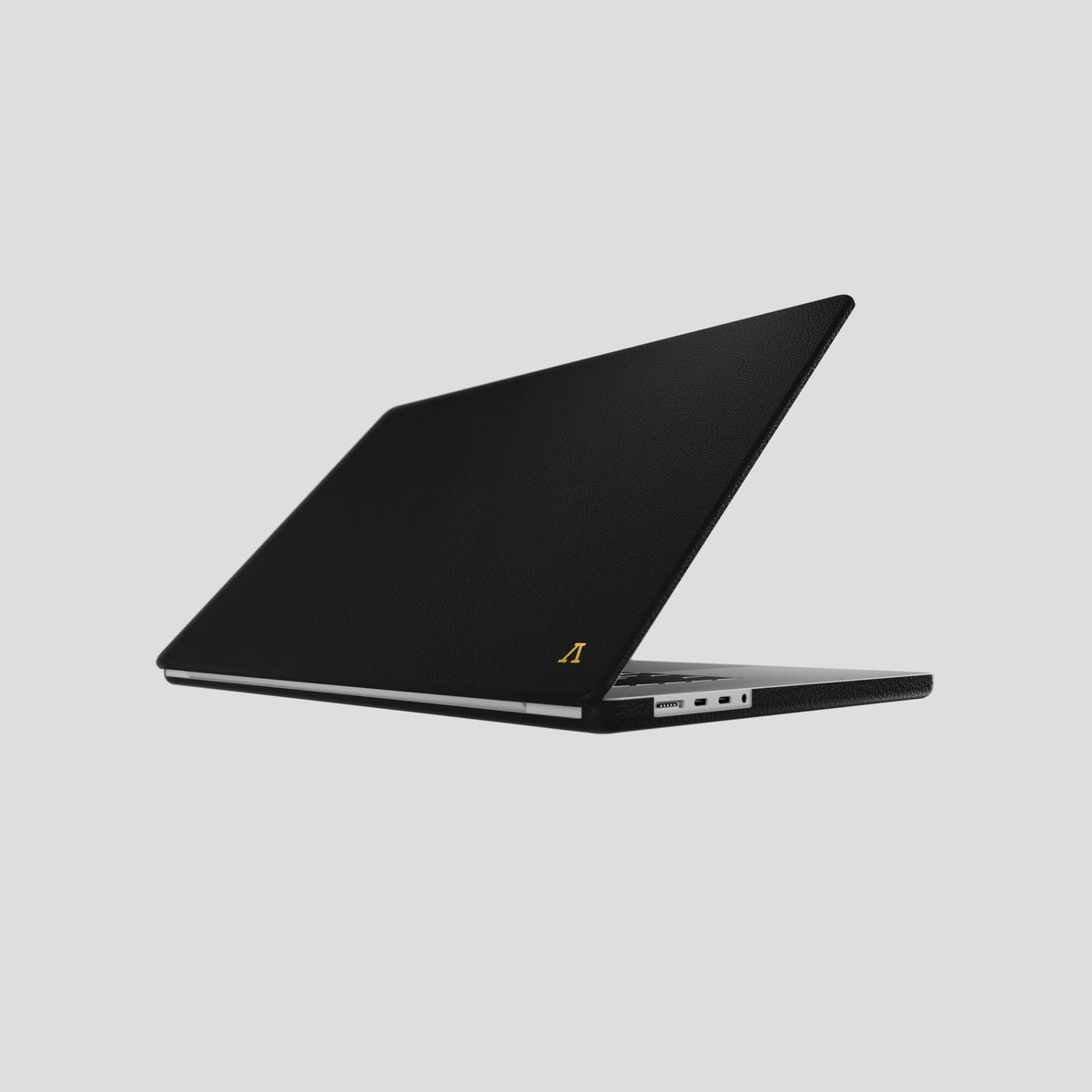 Black Case For MacBook Air 13-inch (2022 / 2024) Calf with Gold Metal -1 | Black-Gold