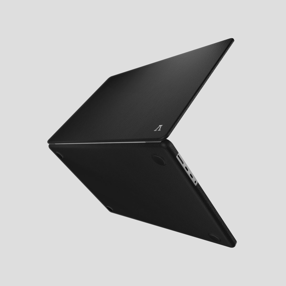 Black Case For MacBook Air 13-inch (2022 / 2024) Calf with Steel Metal -4 | Black-Steel