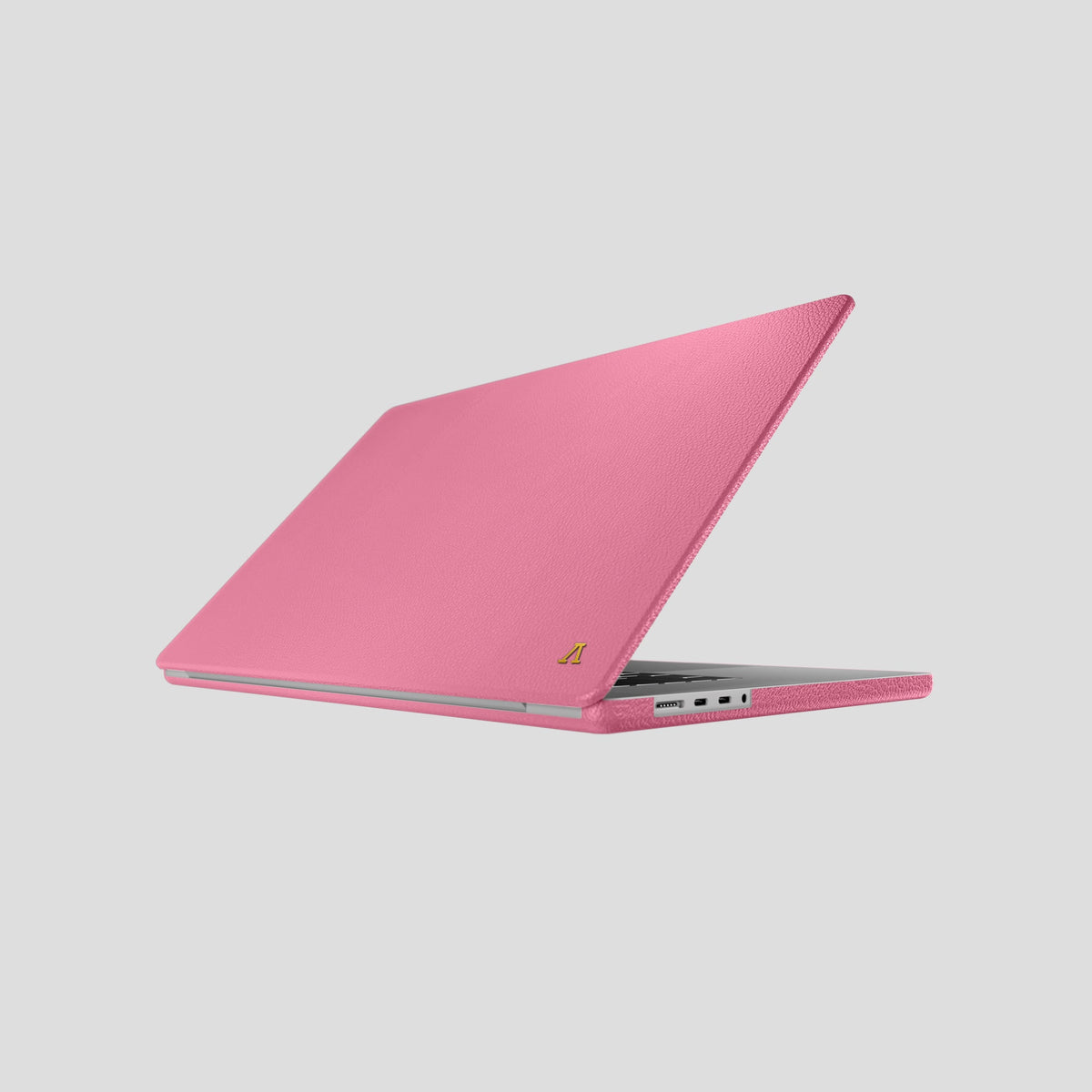 Pink Case For MacBook Air 13-inch (2022 / 2024) Calf with Gold Metal -1 | Pink-Gold