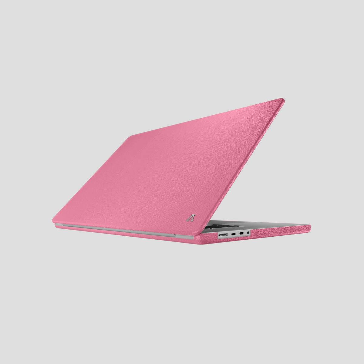 Pink Case For MacBook Air 13-inch (2022 / 2024) Calf with Steel Metal -1 | Pink-Steel
