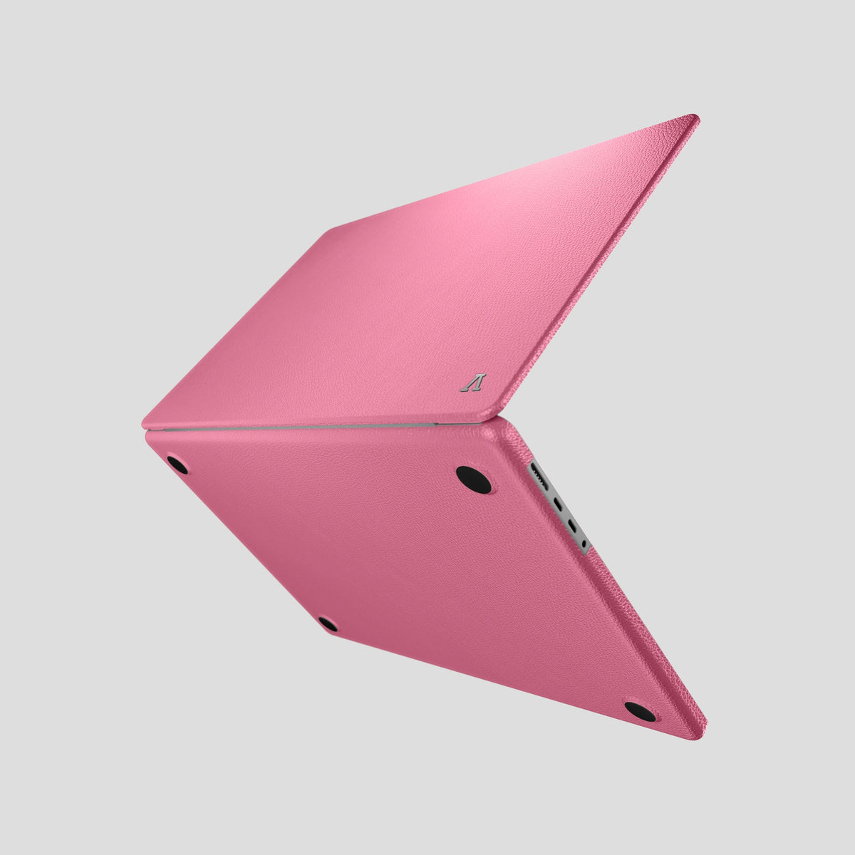 Pink Case For MacBook Air 13-inch (2022 / 2024) Calf with Steel Metal -4 | Pink-Steel