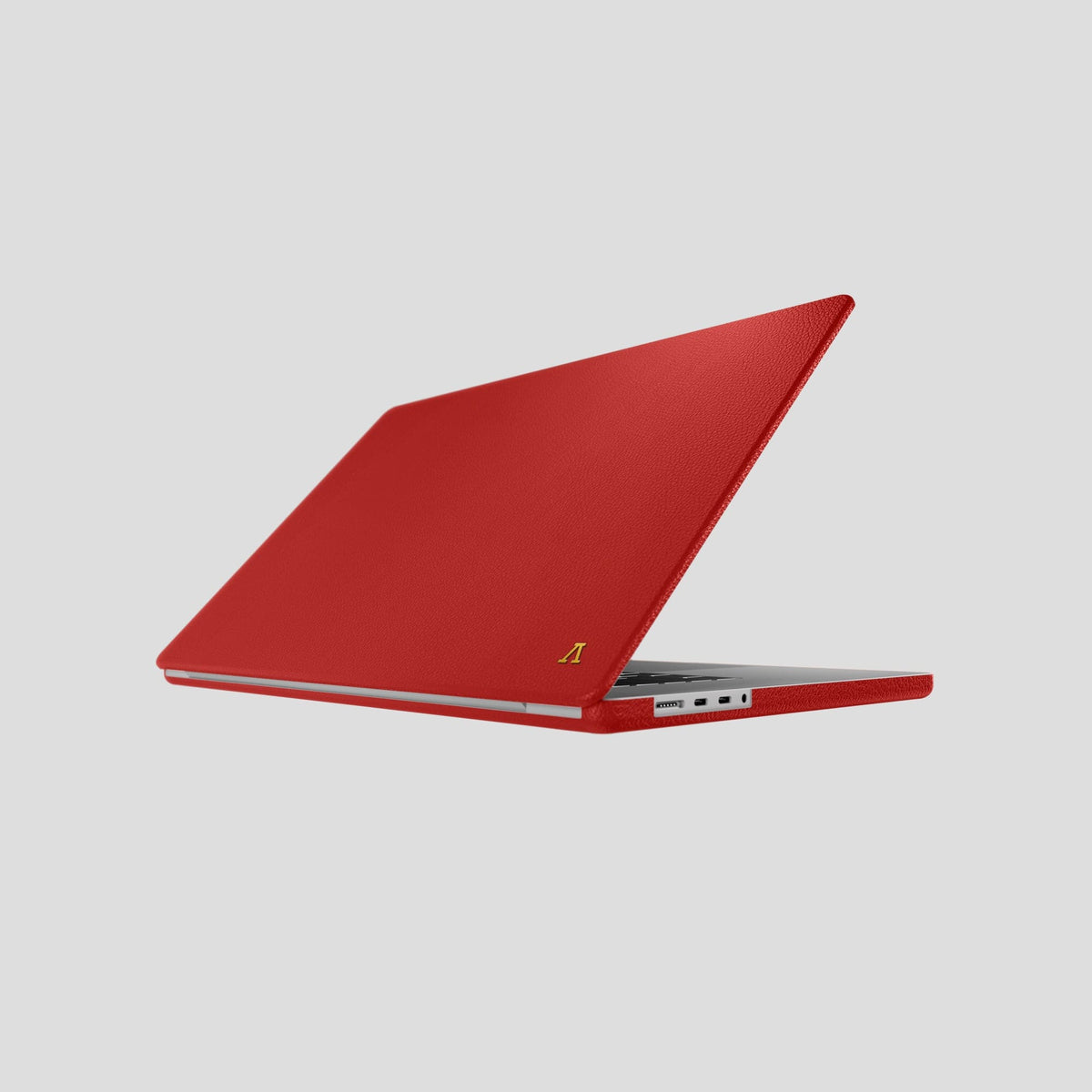 Red Case For MacBook Air 13-inch (2022 / 2024) Calf with Gold Metal -1 | Red-Gold