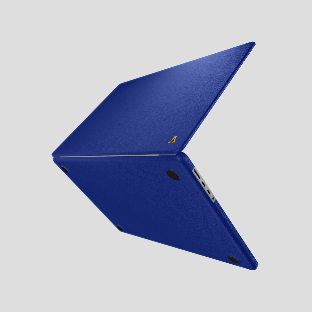 Royal Blue Case For MacBook Air 13-inch (2022 / 2024) Calf with Gold Metal -4 | Royal-Blue-Gold