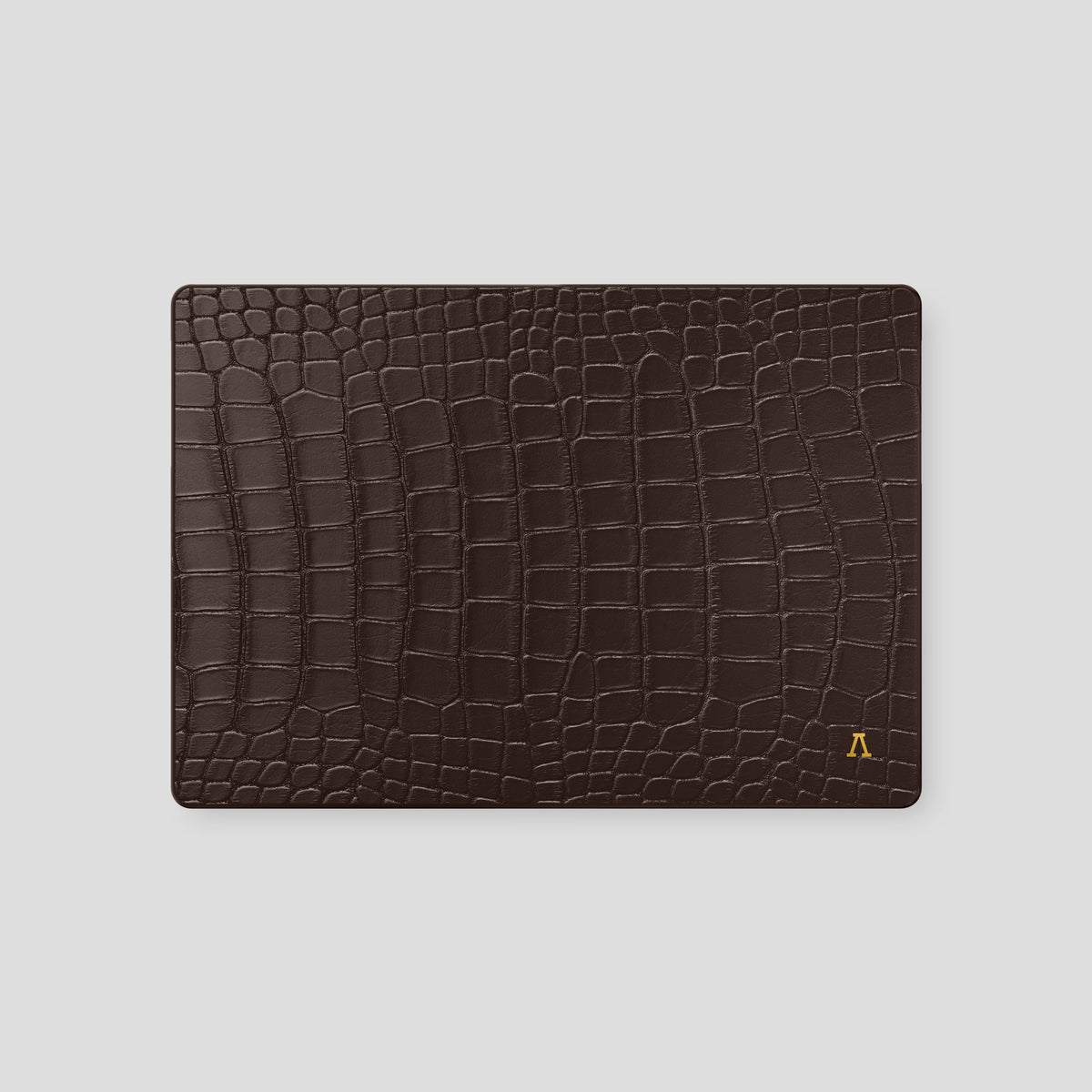 Dark-Brown Case For MacBook Air 15-inch (2023 / 2024) Alligator with Gold Metal -2 | Dark-Brown-Gold