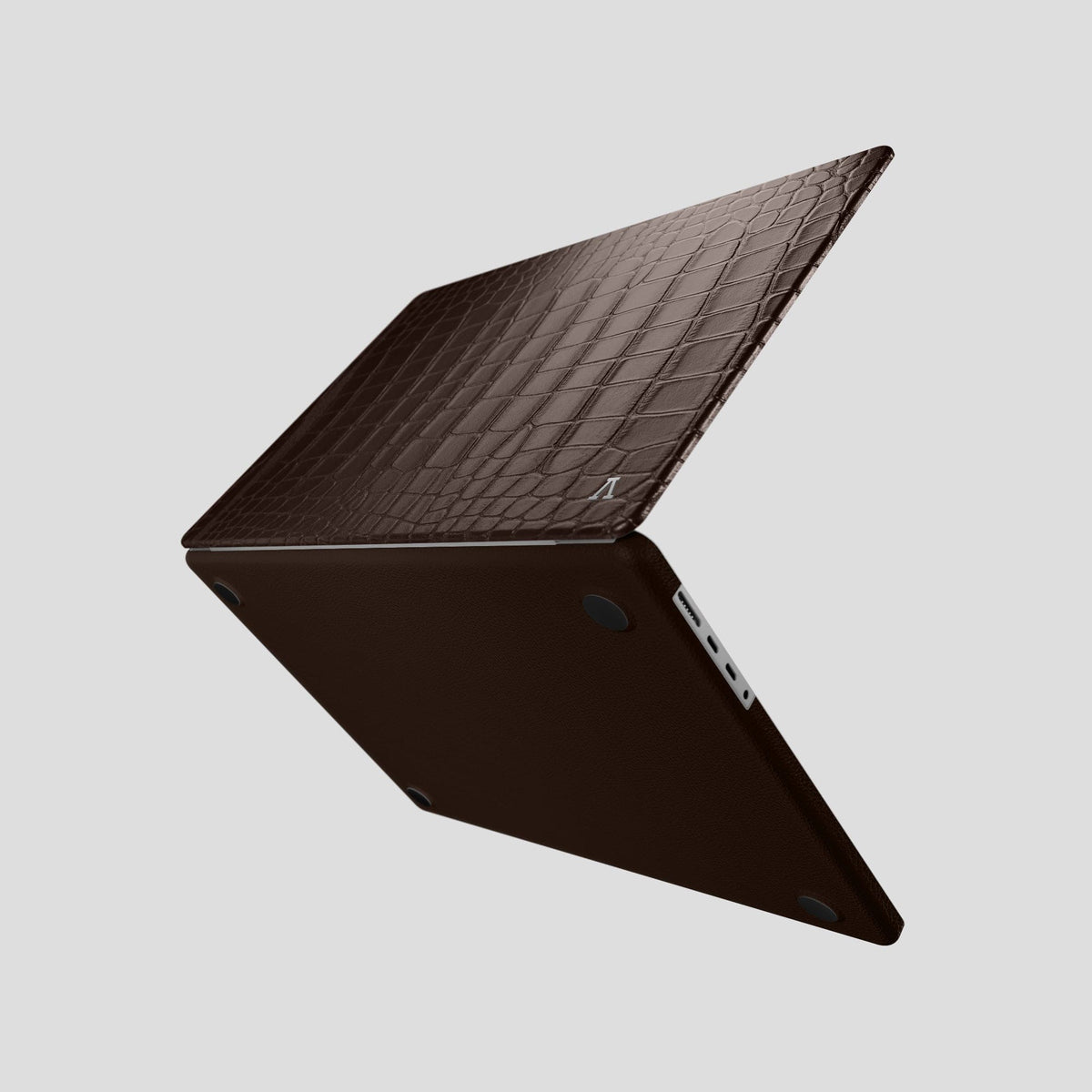 Dark-Brown Case For MacBook Air 15-inch (2023 / 2024) Alligator with Steel Metal -4 | Dark-Brown-Steel