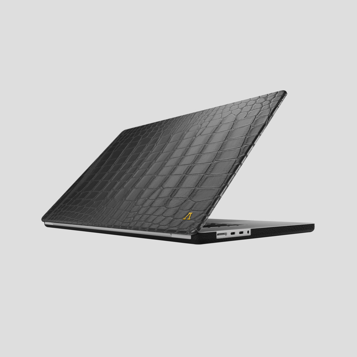 Grey Case MacBook Pro 16-inch In Alligator with Gold -1 | Grey-Gold