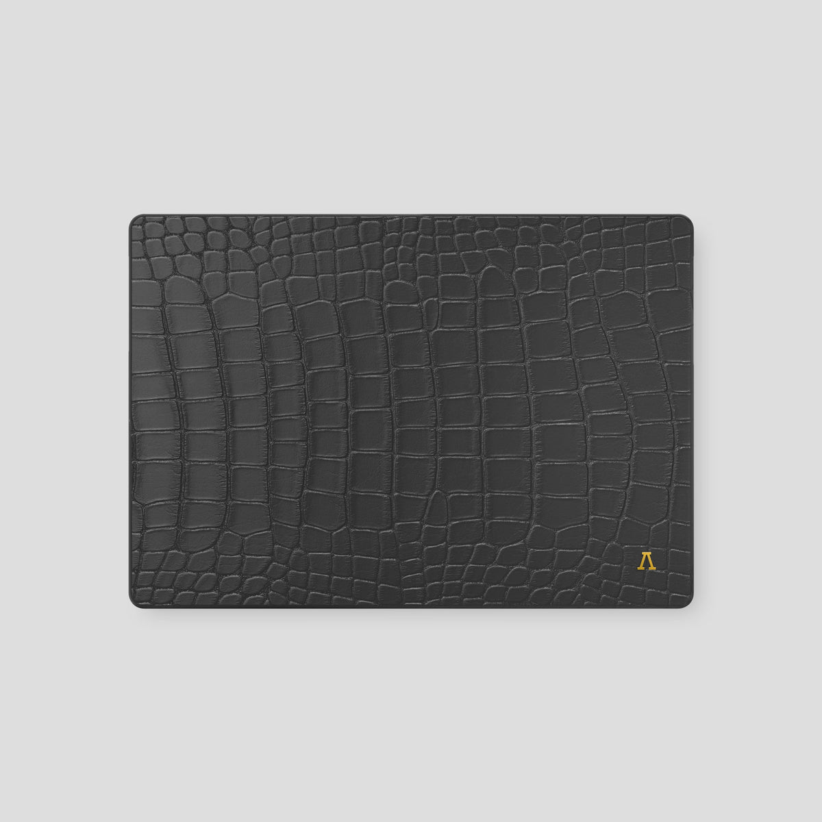 Grey Case For MacBook Air 15-inch (2023 / 2024) Alligator with Gold Metal -2 | Grey-Gold