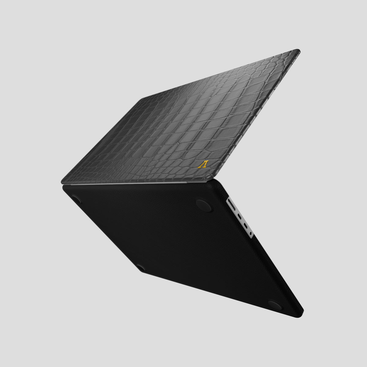 Grey Case MacBook Pro 16-inch In Alligator with Gold -4 | Grey-Gold