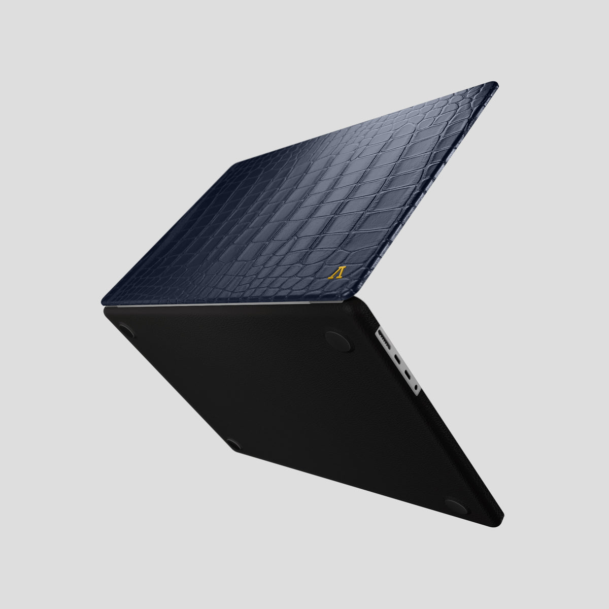 Navy Blue Case MacBook Pro 16-inch In Alligator with Gold -4 | Navy-Blue-Gold