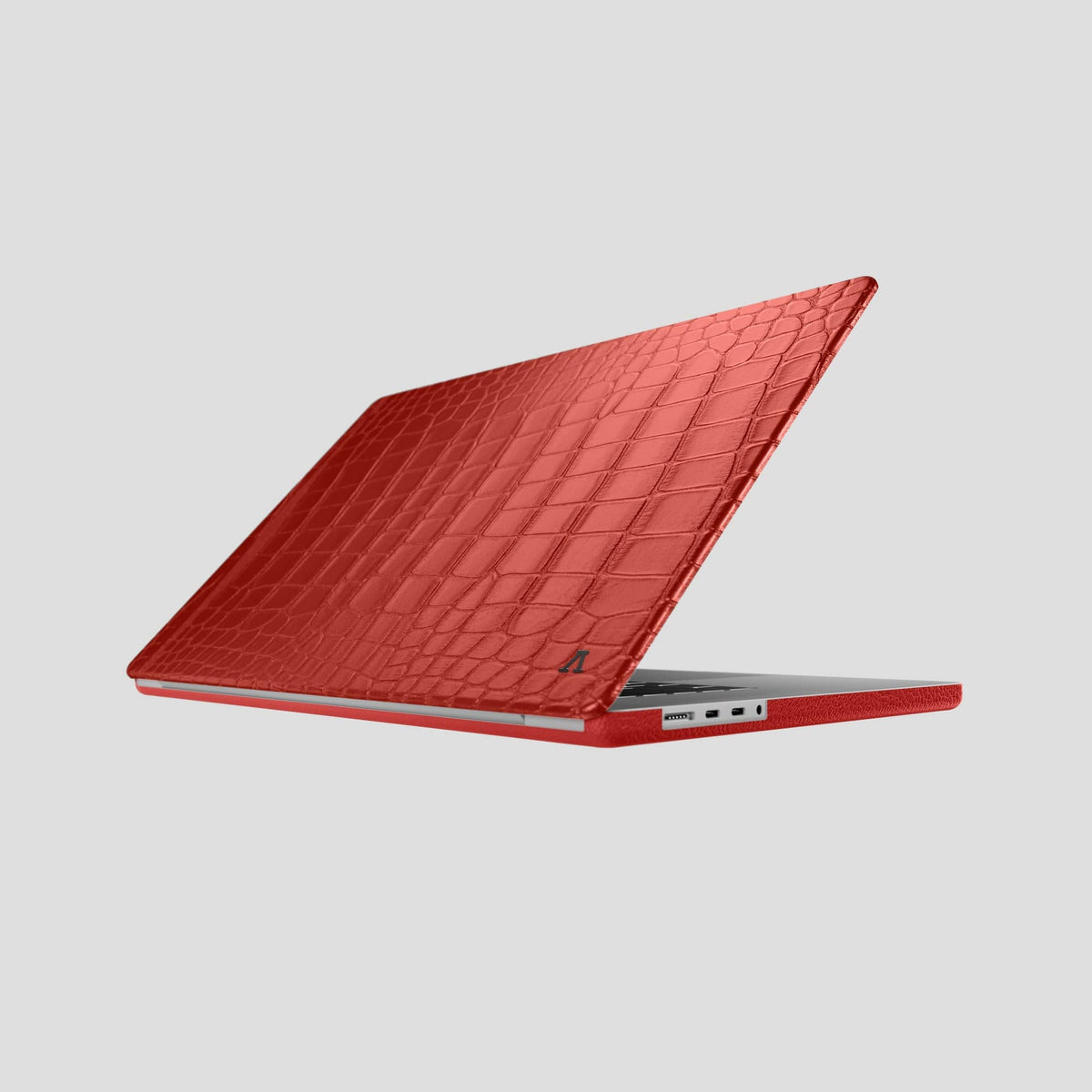 Red Case For MacBook Air 15-inch (2023 / 2024) Alligator with Black Metal -1 | Red-Black