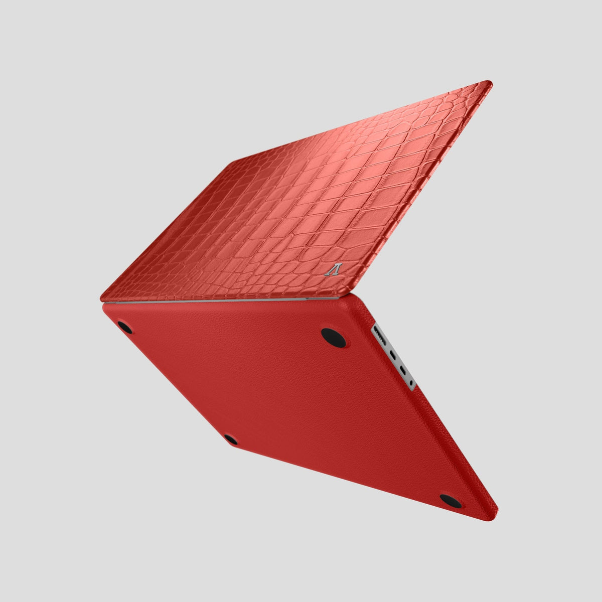 Red Case For MacBook Air 15-inch (2023 / 2024) Alligator with Steel Metal -4 | Red-Steel