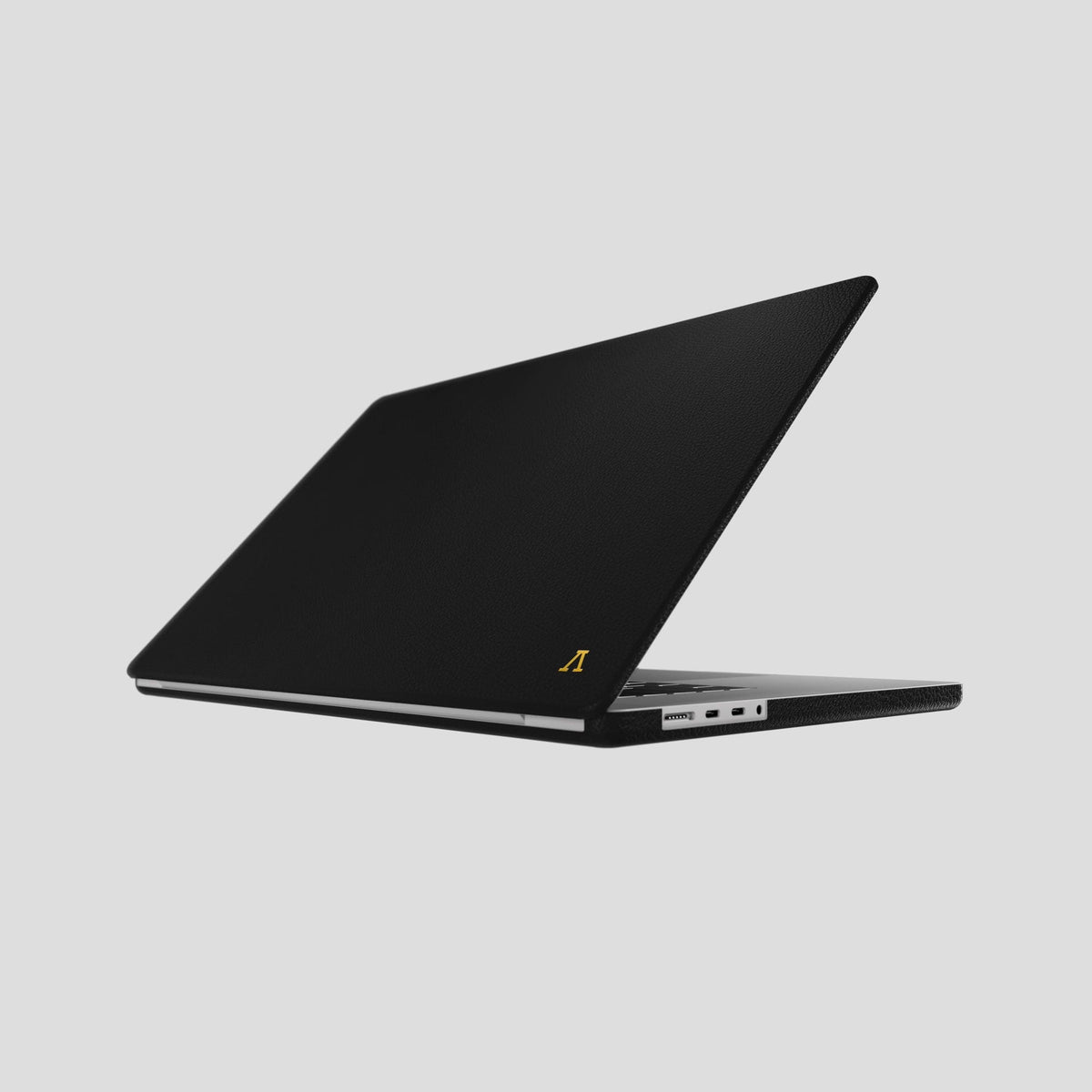 Black Case For For MacBook Air 15-inch (2023 / 2024) Calf with Gold Metal -1 | Black-Gold