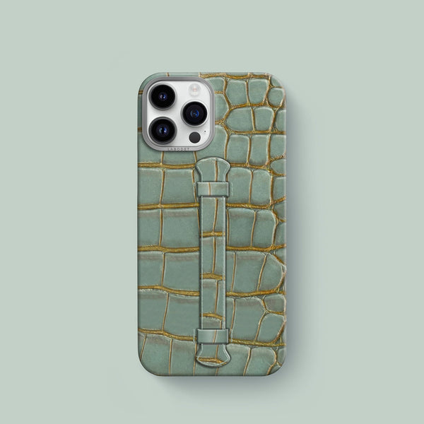 Center Handle For iPhone 15 Pro Bayou Green In Alligator