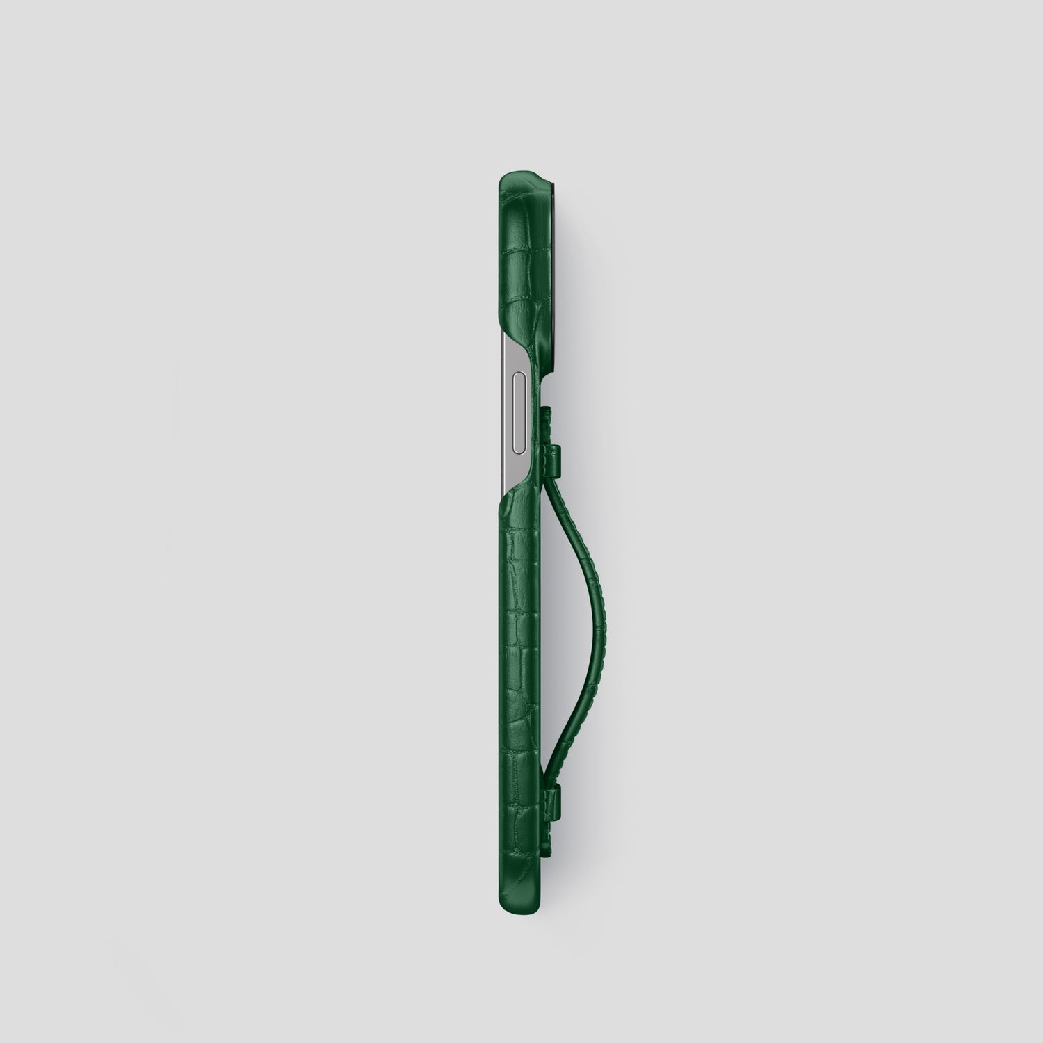 Forest-Green iPhone 15 Pro Centre Handle Case In Alligator with Black Metal -3 | Forest-Green-Black