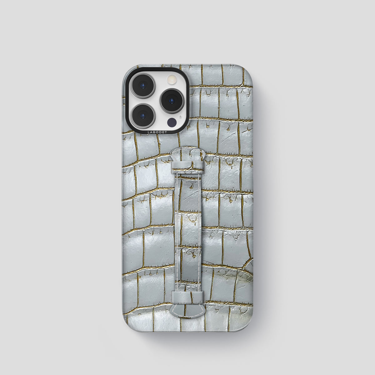 Arctic iPhone 15 Pro Center Handle Himalayan Crocodile with Black Metal -2 | Arctic-Black