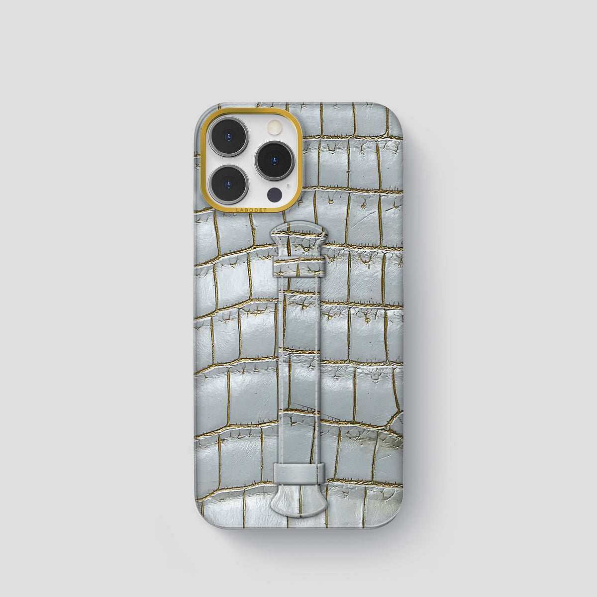 Arctic iPhone 15 Pro Center Handle Himalayan Crocodile with Gold Metal -1 | Arctic-Gold