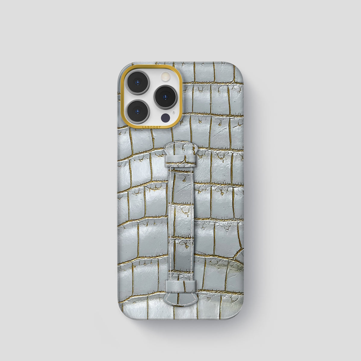 Arctic iPhone 15 Pro Center Handle Himalayan Crocodile with Gold Metal -2 | Arctic-Gold