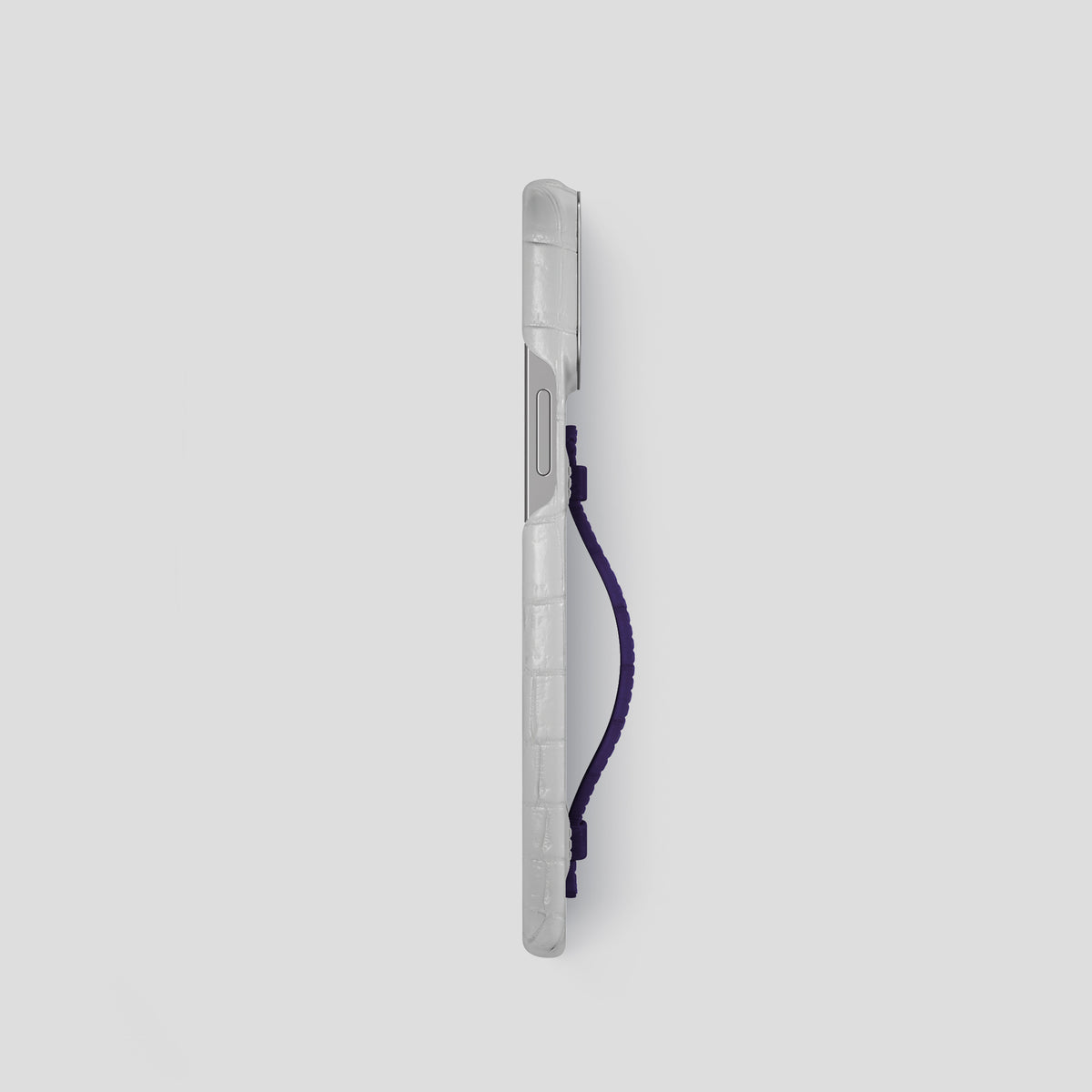 Purple iPhone 15 Pro Center Handle Himalayan Crocodile with Steel Metal -3 | Purple-Steel