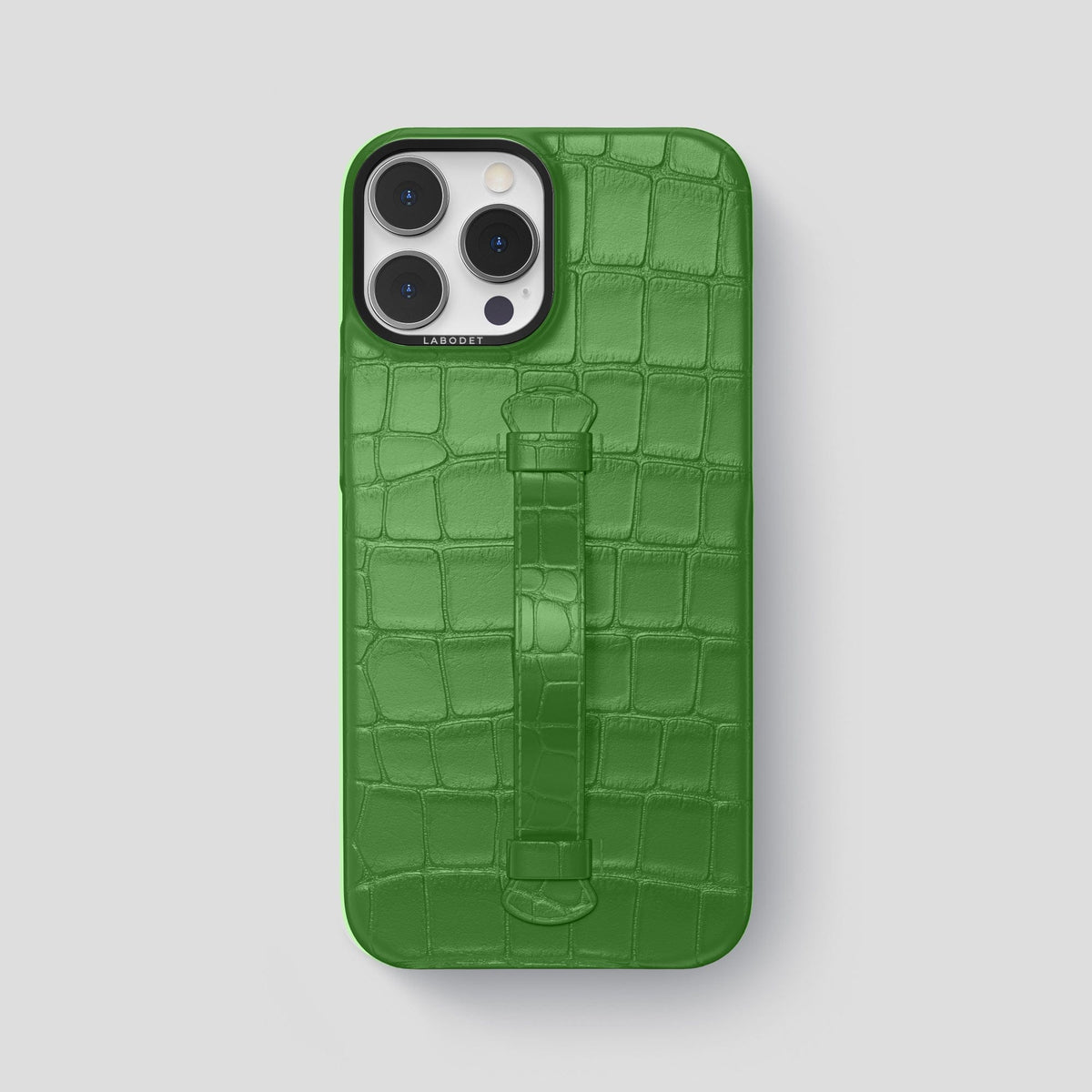 Apple-Green iPhone 15 Pro Max Handle Case Alligator with Black Metal -2 | Apple-Green-Black