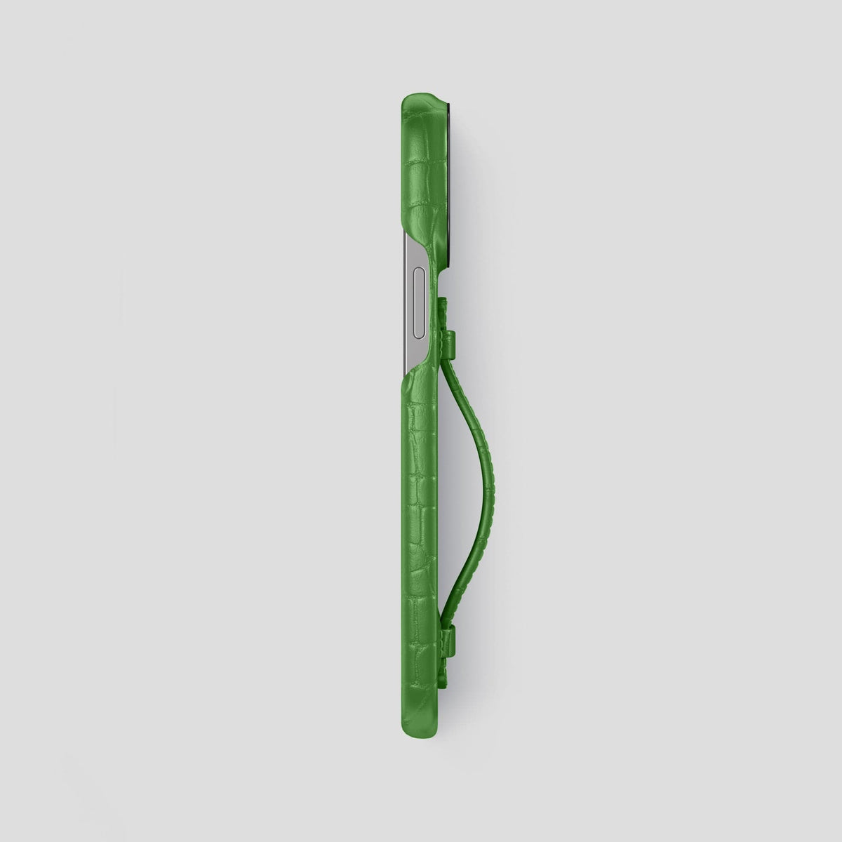 Apple-Green iPhone 15 Pro Max Handle Case Alligator with Black Metal -3 | Apple-Green-Black