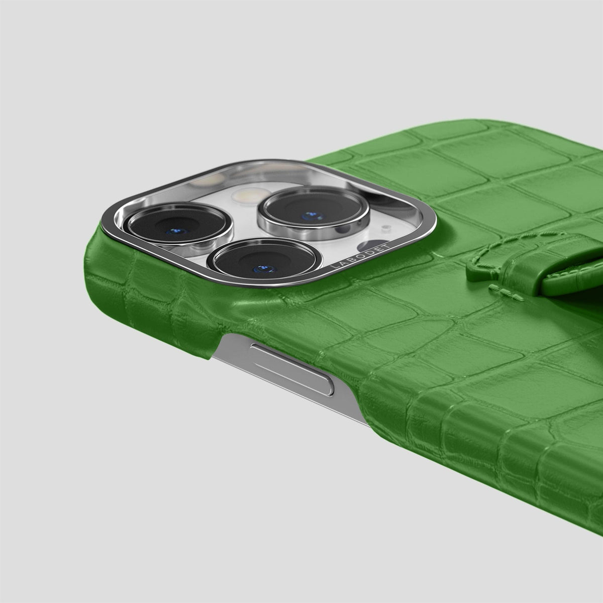 Apple-Green iPhone 15 Pro Max Handle Case Alligator with Steel Metal -5 | Apple-Green-Steel