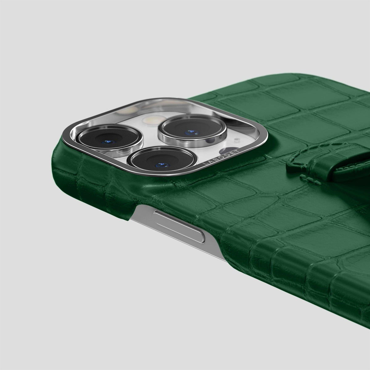 Forest-Green iPhone 15 Pro Max Handle Case Alligator with Steel Metal -5 | Forest-Green-Steel