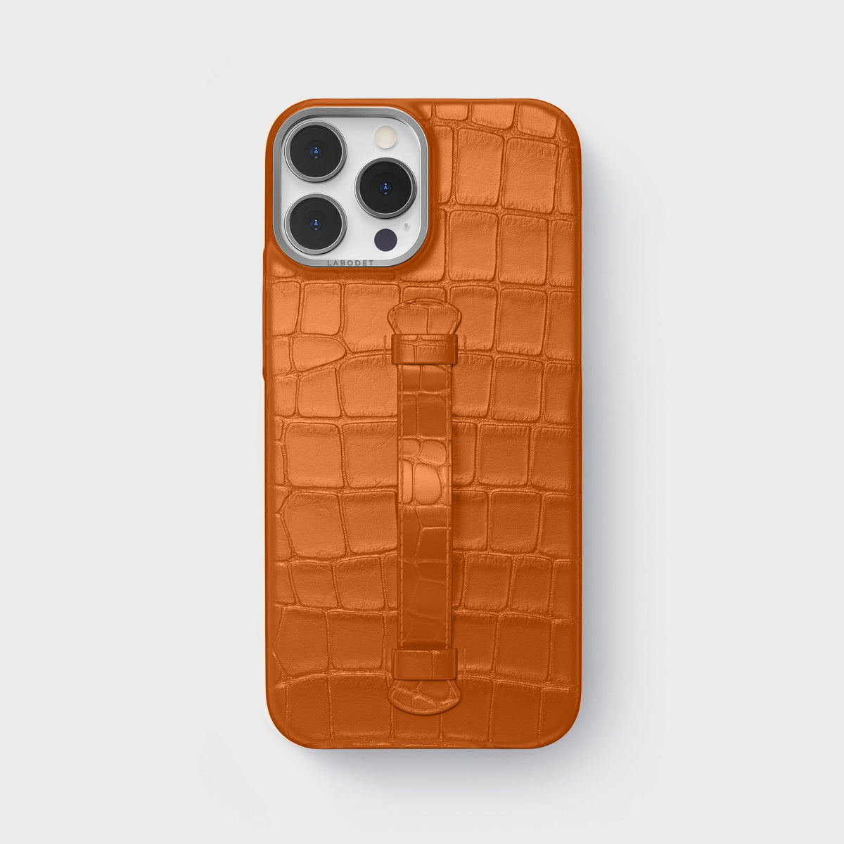 Orange iPhone 15 Pro Max Handle Case Alligator with Steel Metal -2 | Orange-Steel