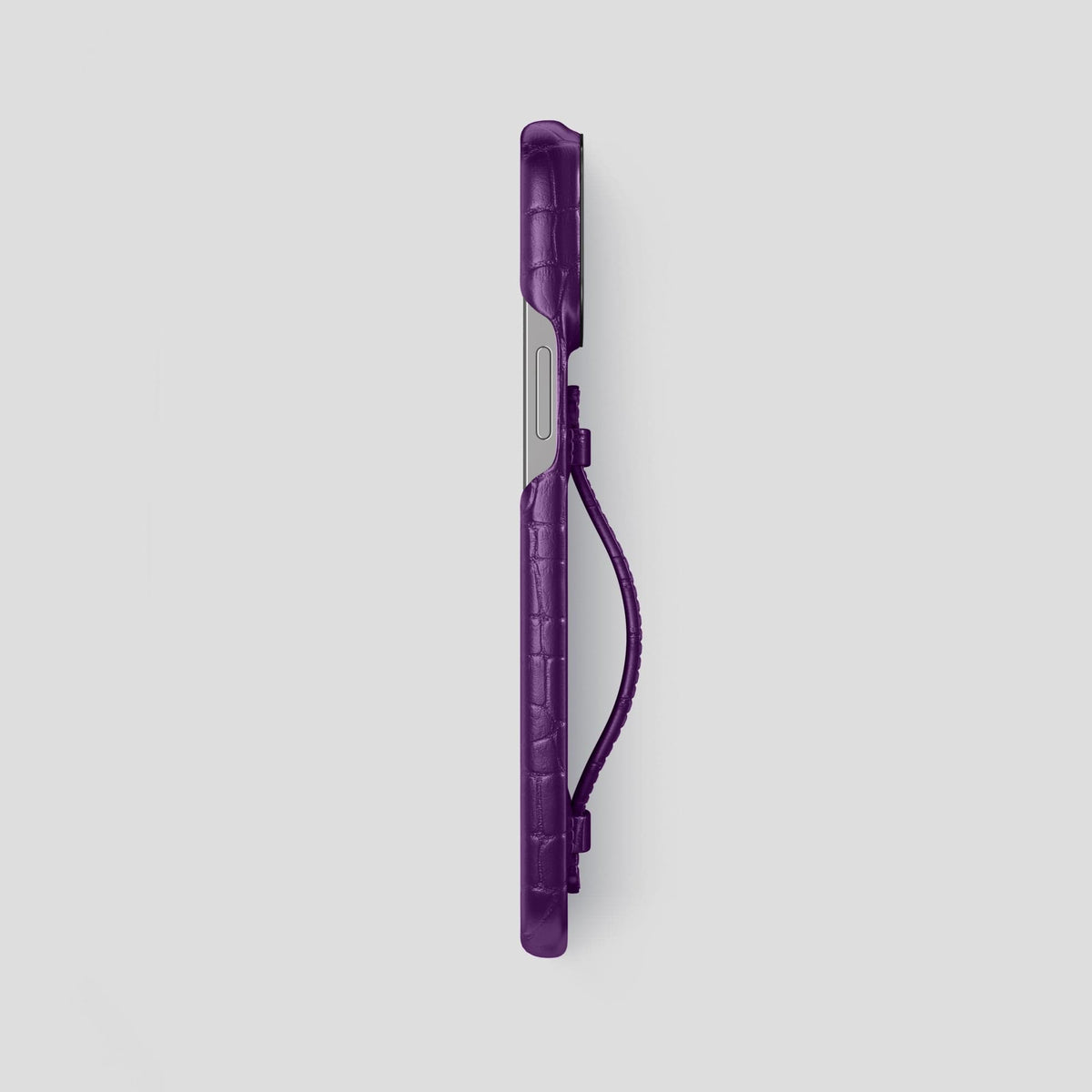 Purple iPhone 15 Pro Max Handle Case Alligator with Black Metal -3 | Purple-Black