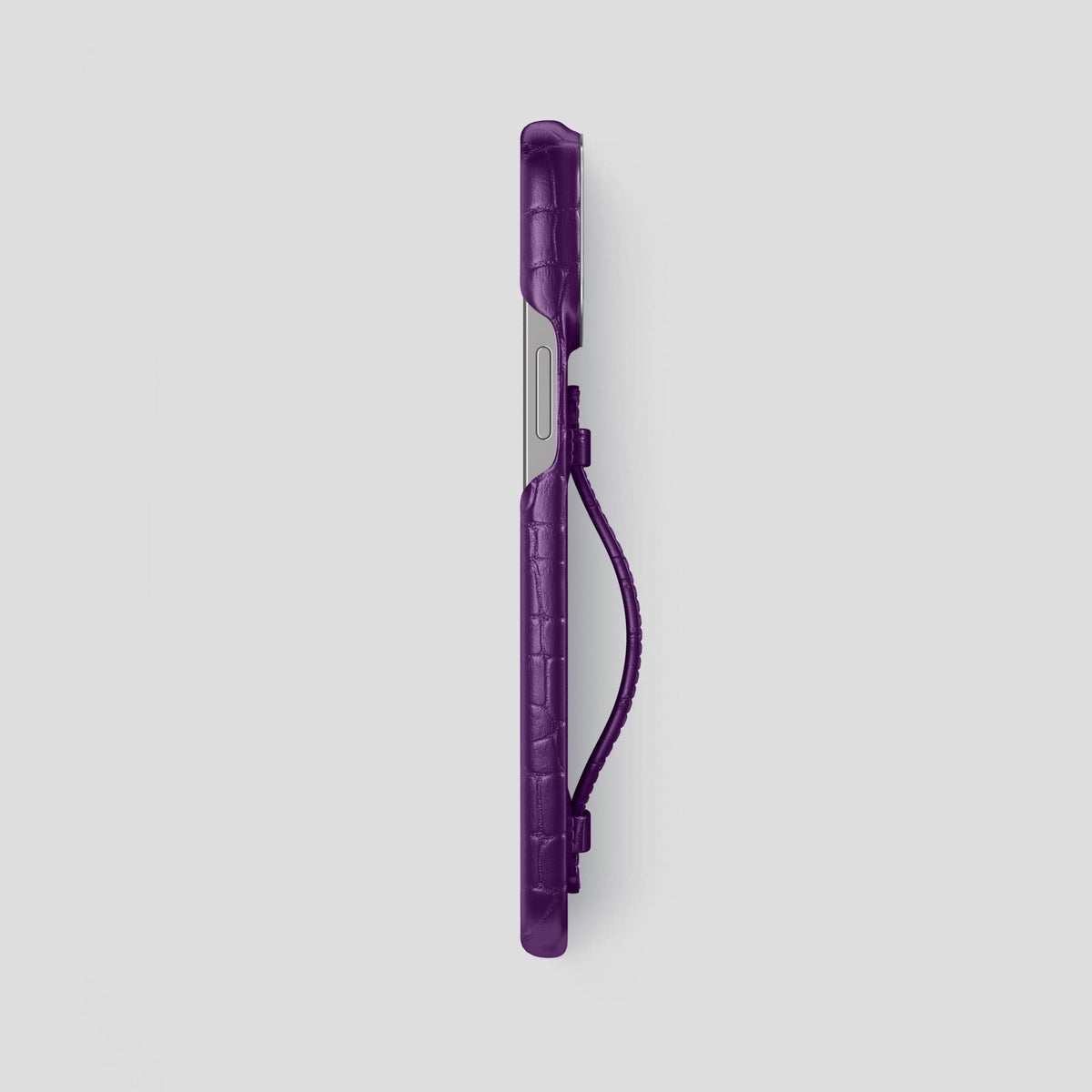 Purple iPhone 15 Pro Max Handle Case Alligator with Steel Metal -3 | Purple-Steel