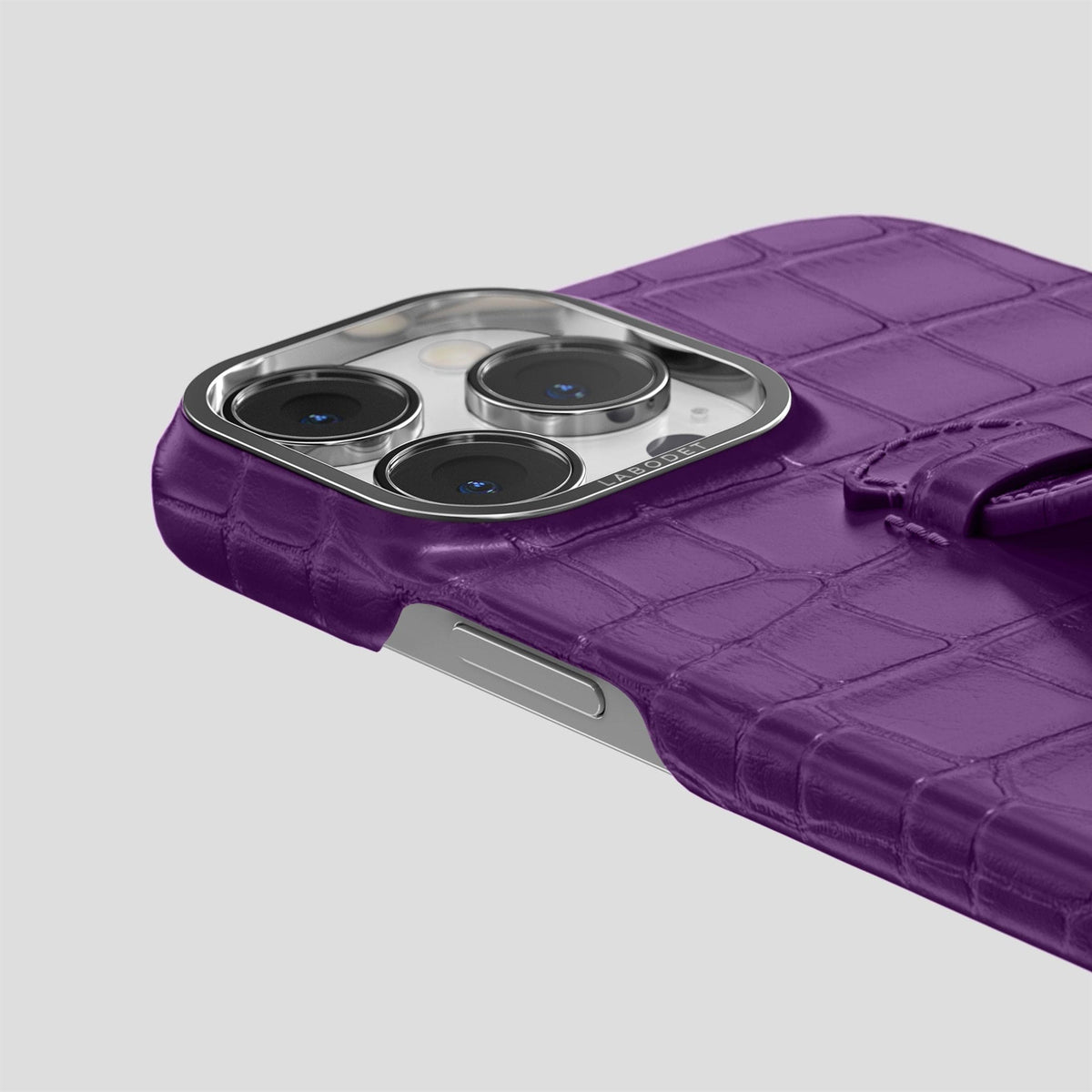 Purple iPhone 15 Pro Max Handle Case Alligator with Steel Metal -5 | Purple-Steel